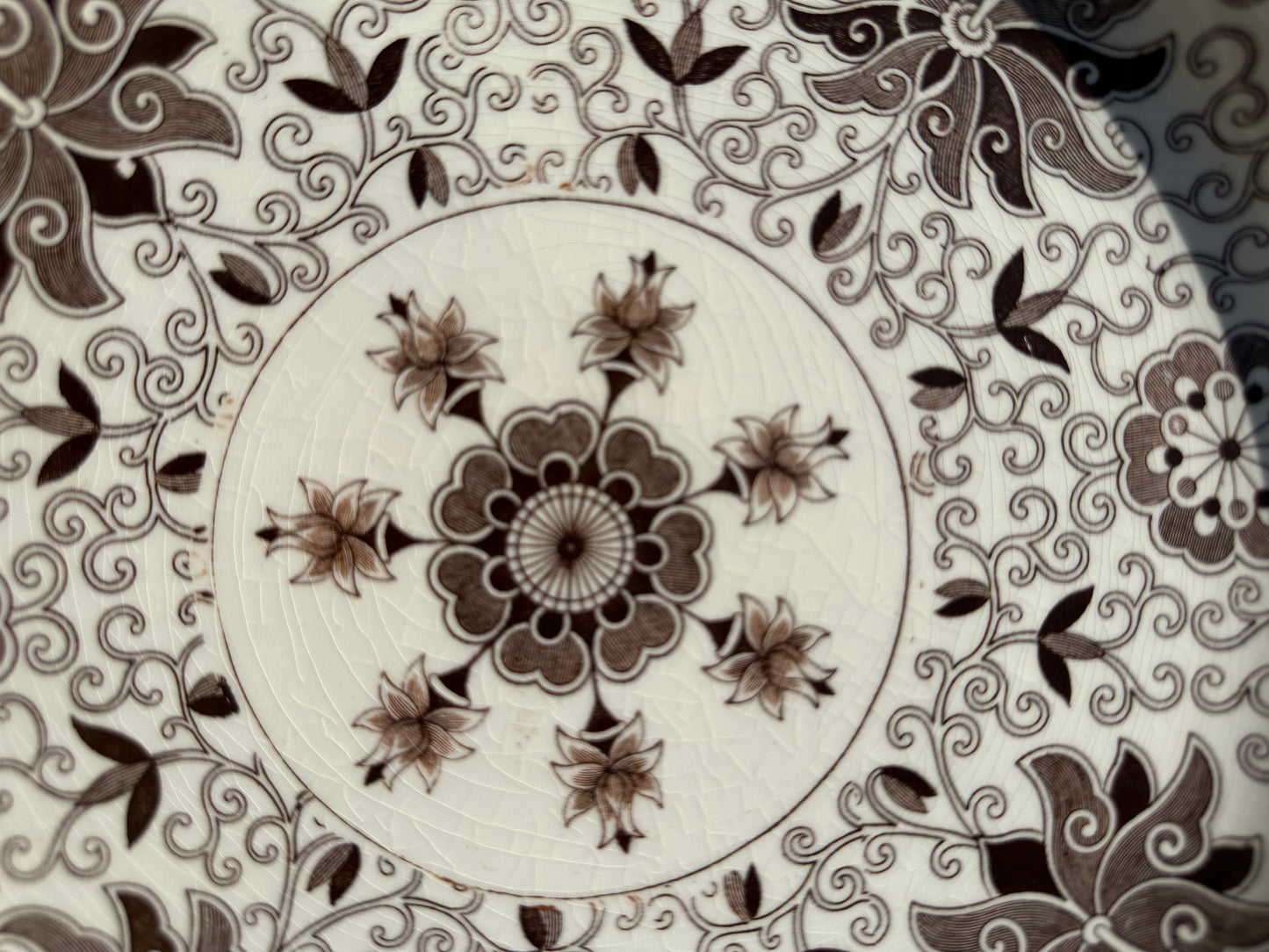 Vintage Mason’s "BOW BELLS" Brown Transferware Round Platter, Made in England, 15"