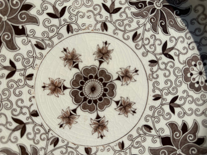Vintage Mason’s "BOW BELLS" Brown Transferware Round Platter, Made in England, 15"