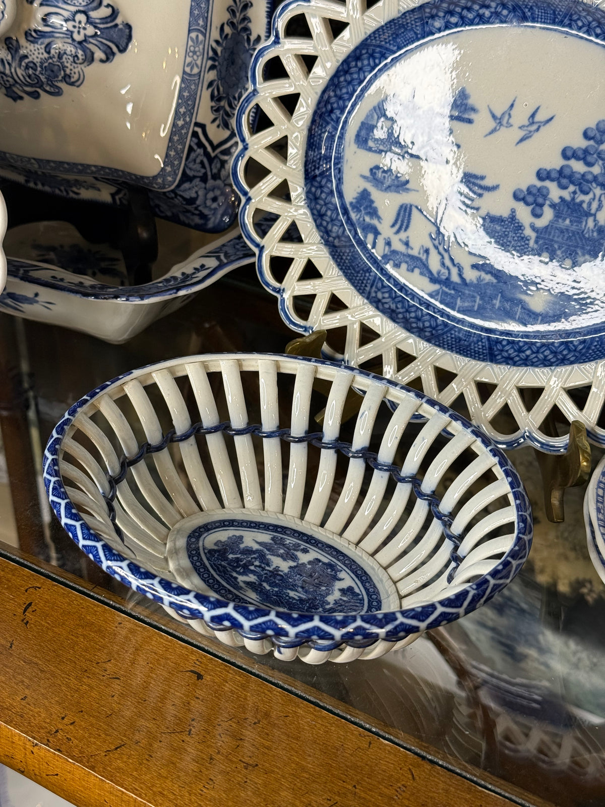 Antique Early 19th Century Pearlware Basket Weave Dish | c. 1800s | DA4391