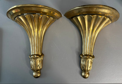 Beautiful brass sconces wall shelves pair!