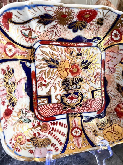 Coalport Porcelain Square Dish, Circa 1805 — Japan Pattern, Georgian Period