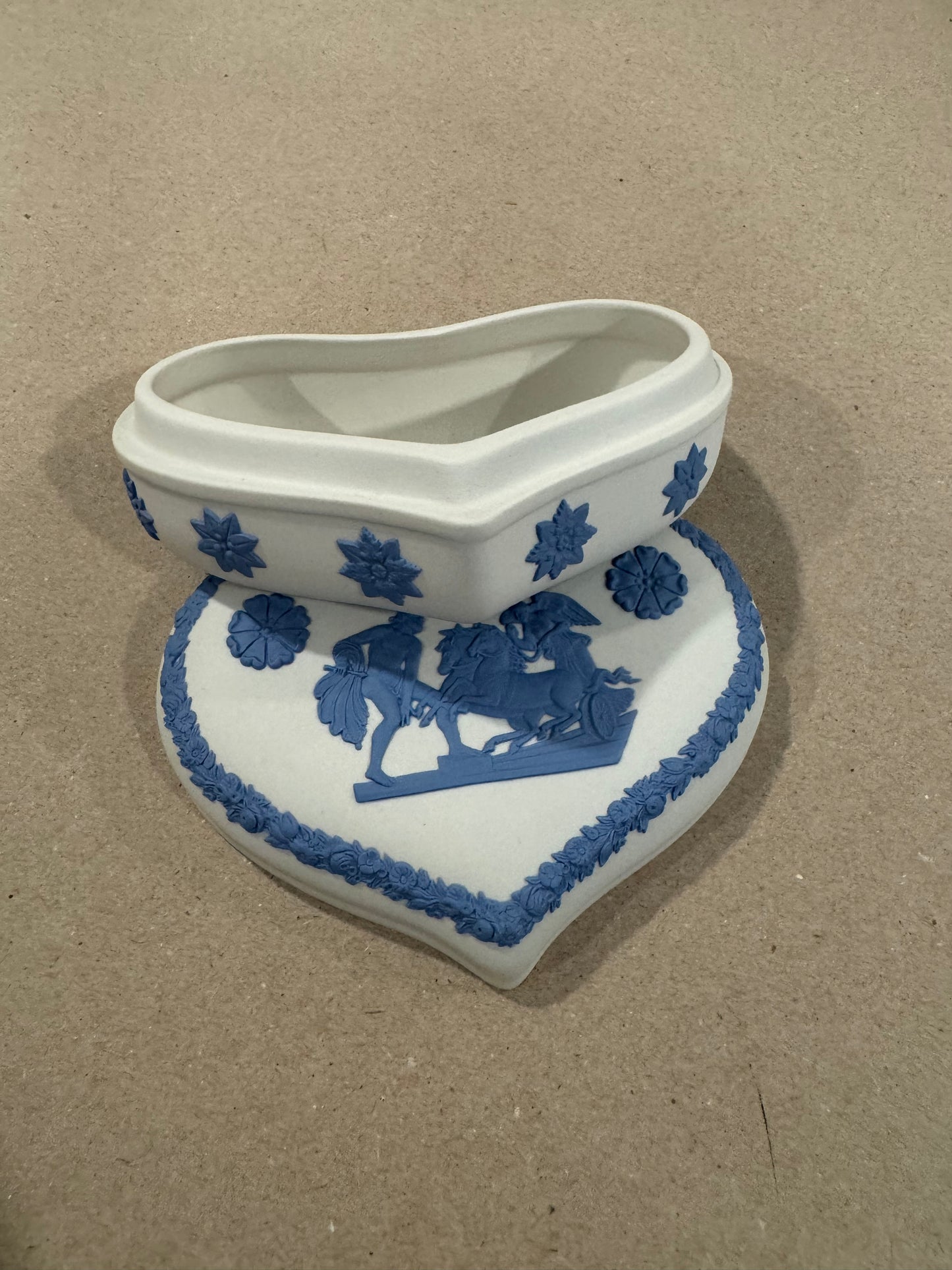 Wedgwood white and blue heart shape trinket box