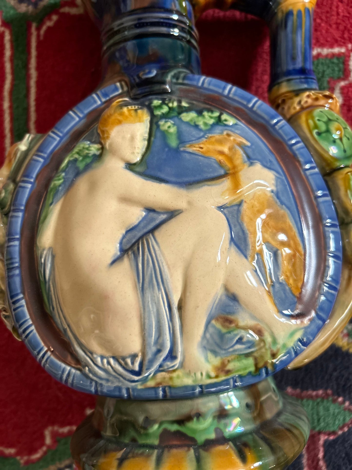 Antique Minton Majolica Diana the Huntress Pitcher 10 1/4”Renaissance Revival