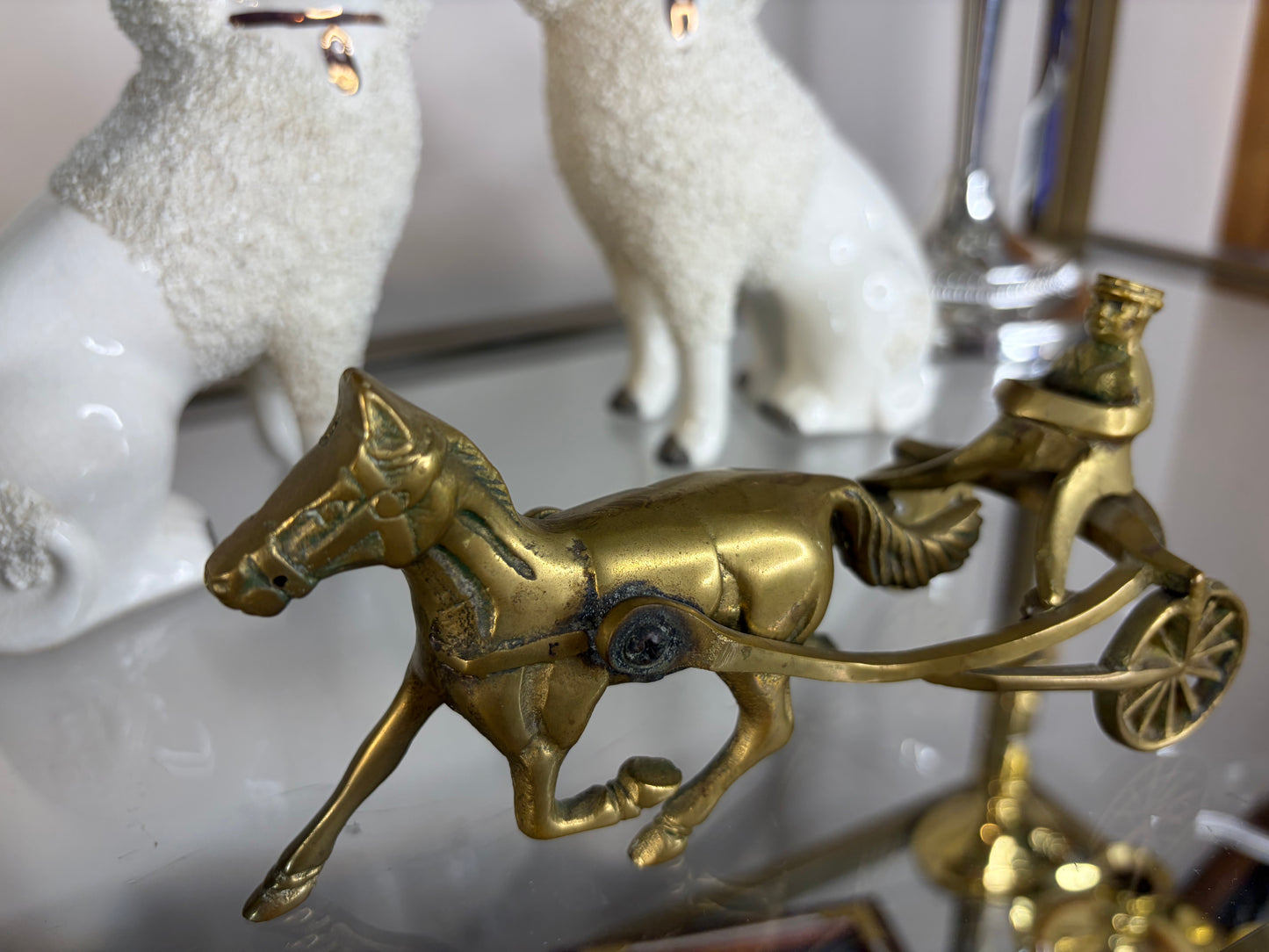 Brass horse jockey and horse figurine!