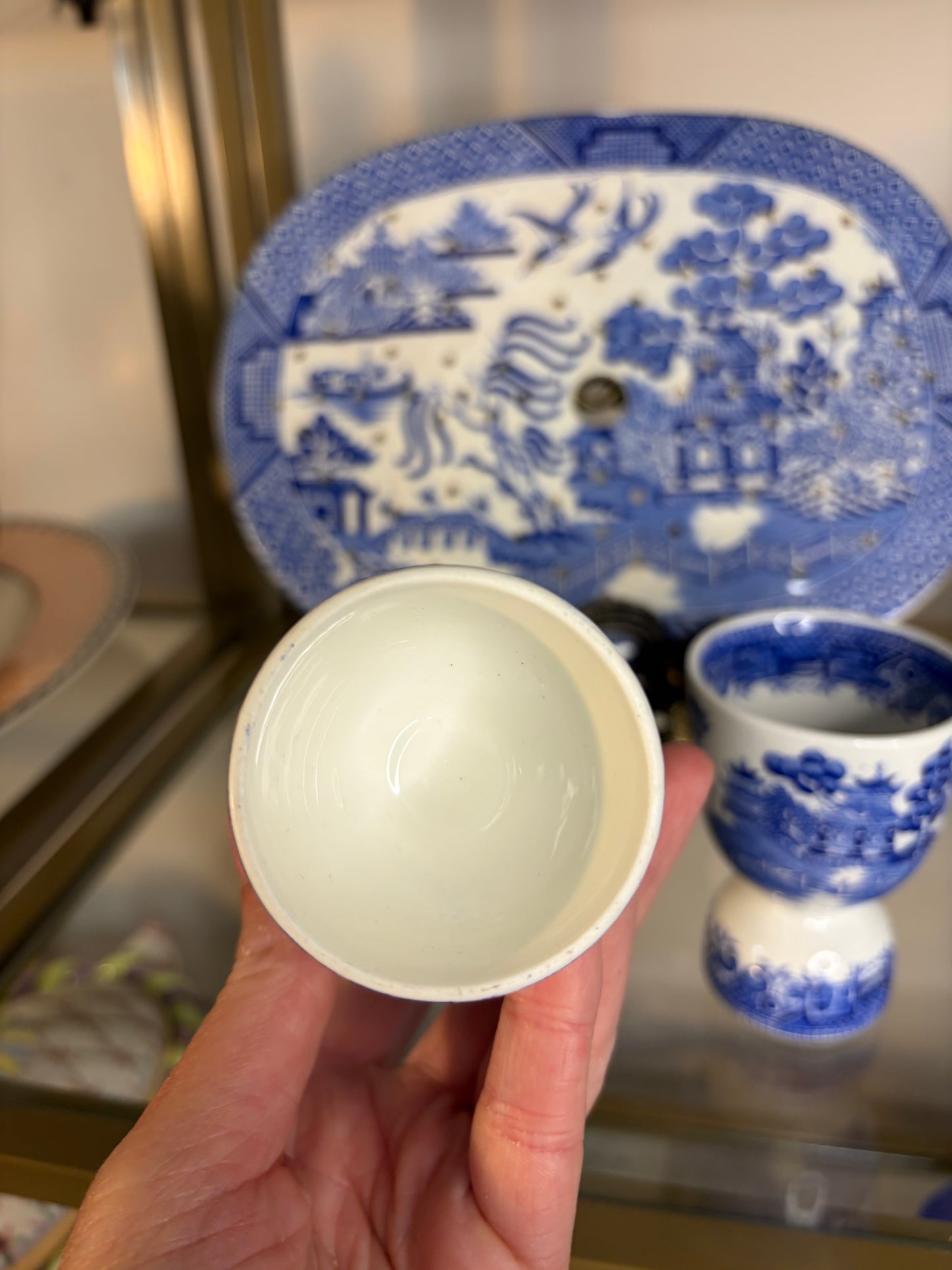 Vintage Blue Willow egg cups pair!