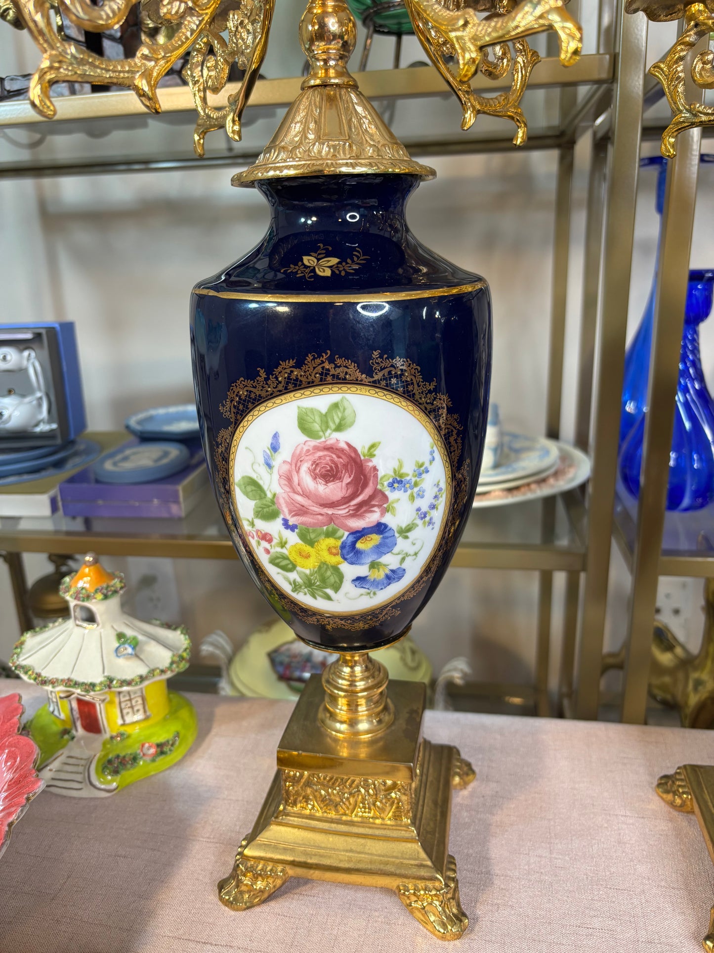 Stunning 22” candelabras French porcelain pair!
