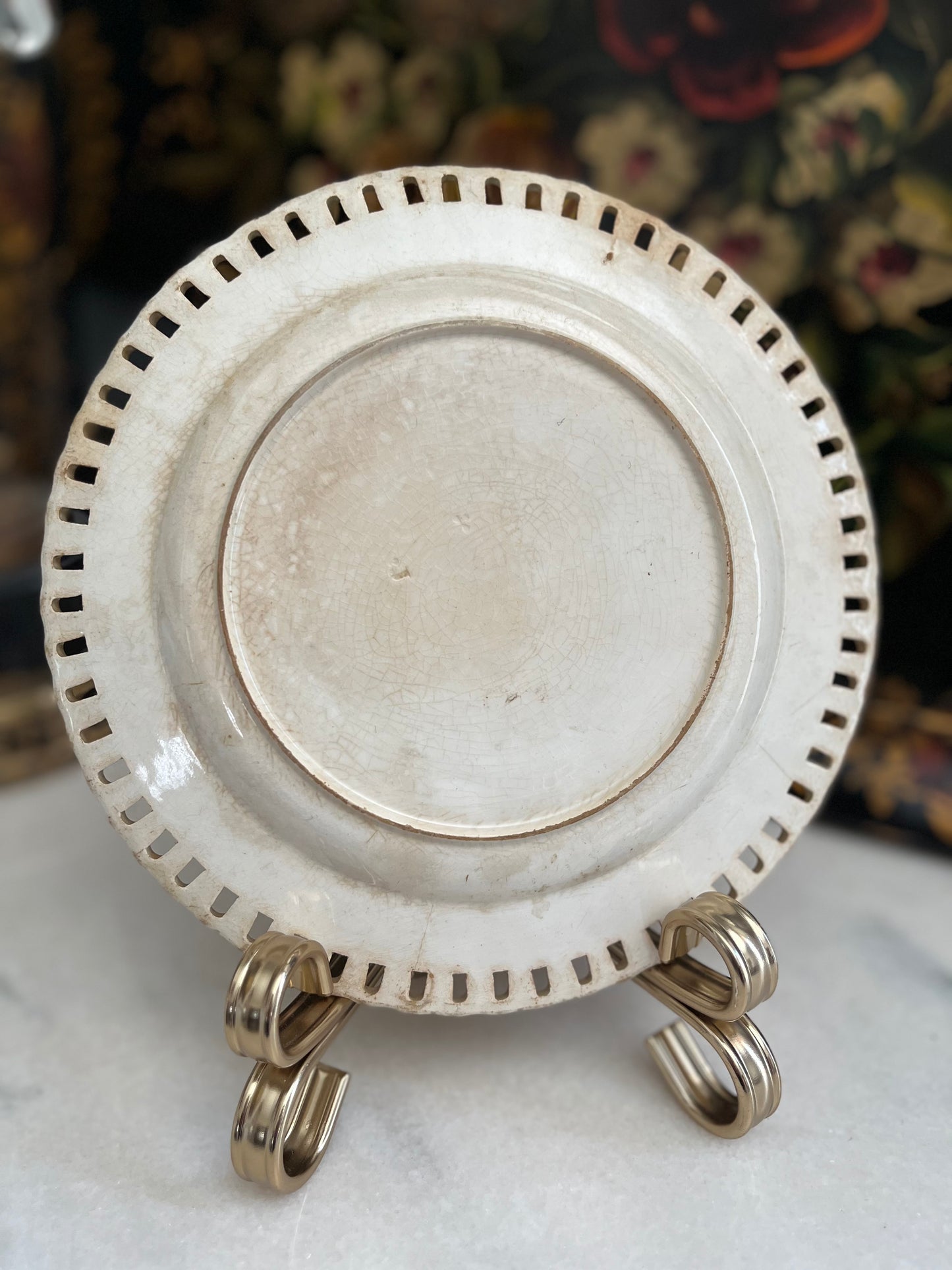 Early 19th Century Staffordshire Transferware Pierced Rim Plates – Romantic Pastoral Scenes – Set of Five, 8”