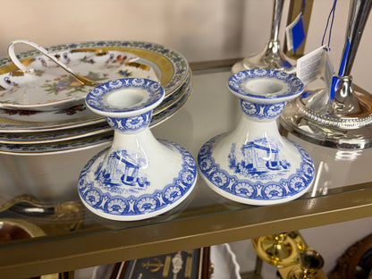 Spode Blue Room candleholders pair!