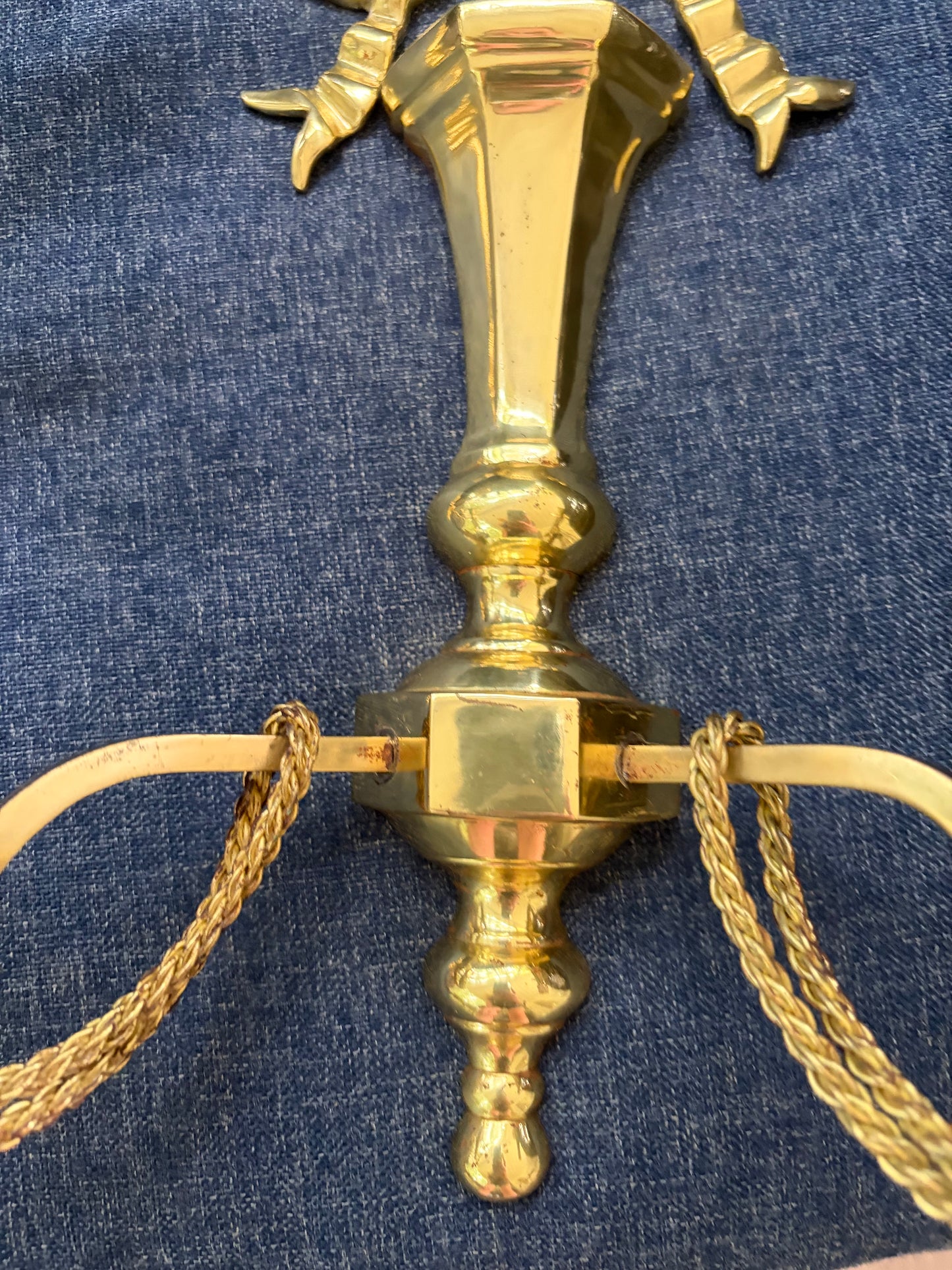 Lovely brass bow sconces with rope and tassel designs pair!