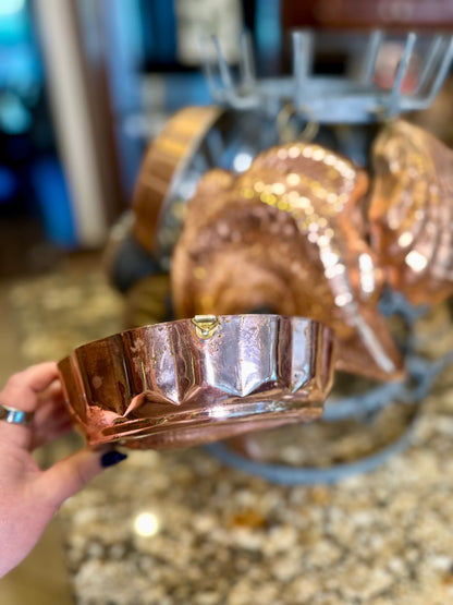 Vintage Round Copper Fish Mold, 7”