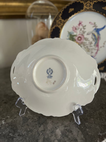 Elegant Rosenthal Echt-Kobalt Pierced Handle Dessert Dish | Cobalt & Gold Floral Porcelain | West Germany