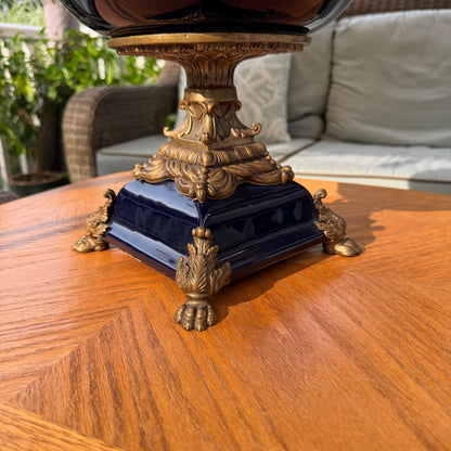 Live 09/01 porcelain bronze royal blue large compote
