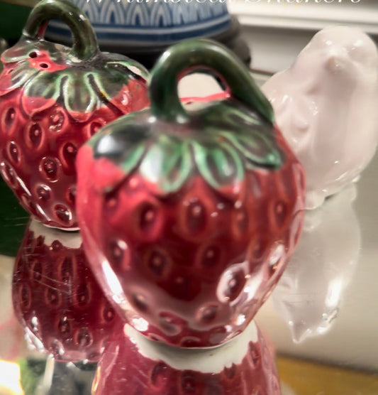 Set of two strawberry salt & pepper shakers