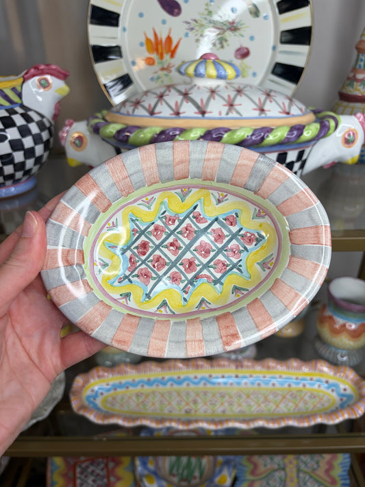 Mackenzie-Childs Rose cottage soap dish or trinket dish!