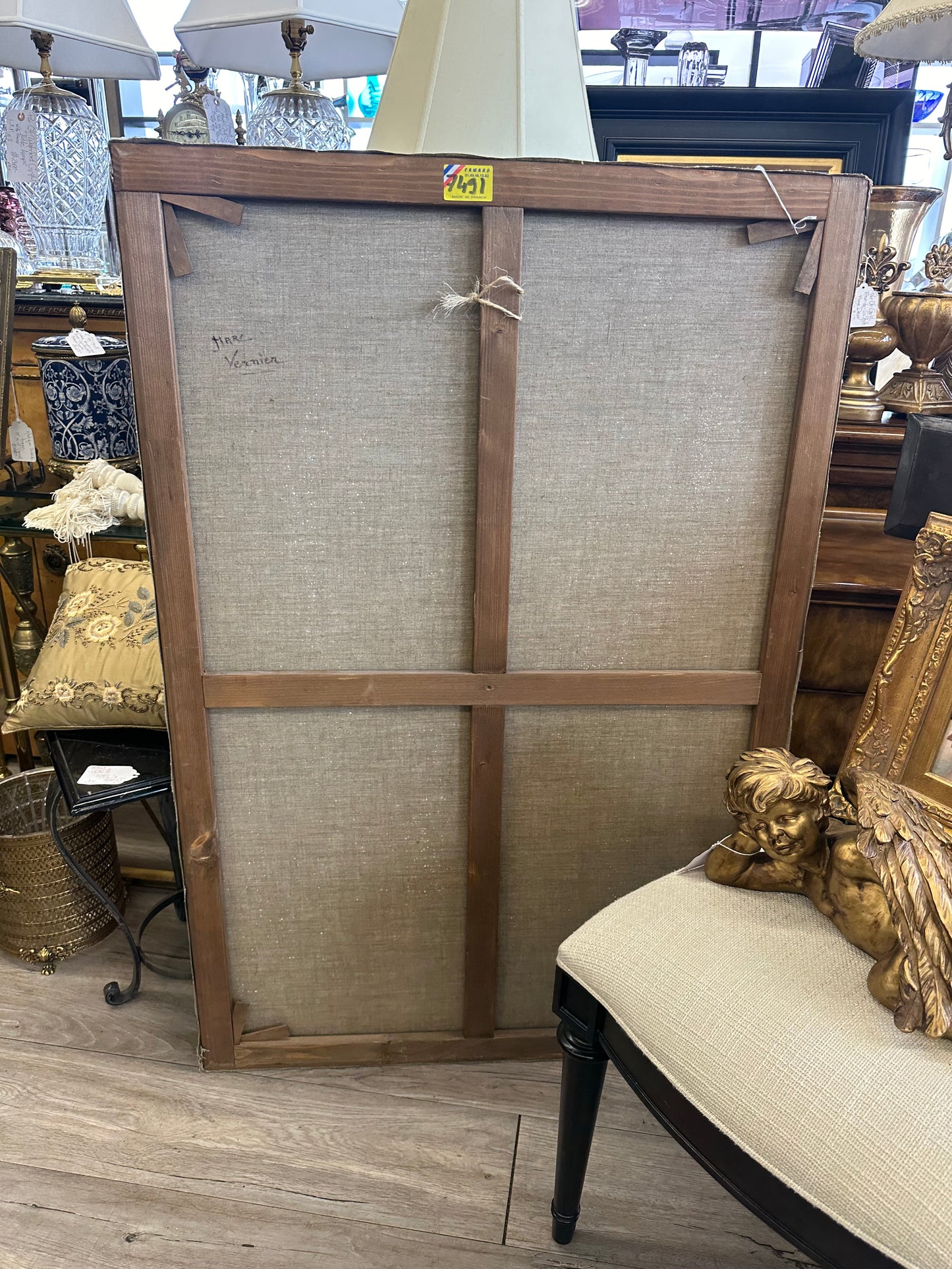 Monumental French Oil on Canvas Panel with Cherubs & Floral Swags | Paris Auction Find | 32” x 47”