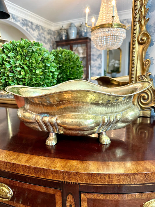 Fabulous Large Vintage Italian Brass Footed Planter