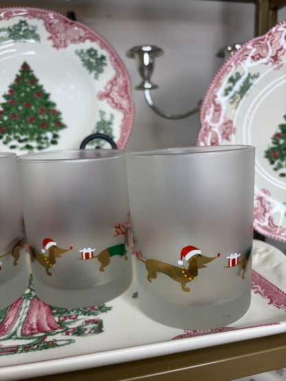 Sweetest Culver holiday Dachshund glasses set of 4!