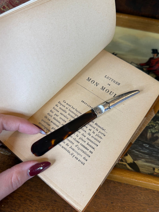 Antique Levi & Salaman Sterling Silver & Tshell 🐢🤎 Page Turner | Birmingham Hallmarks | 5.5”
