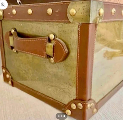 Vintage storage chest with leather & brass hardware