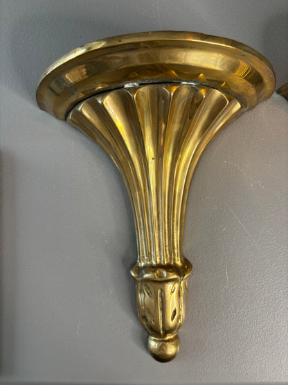 Beautiful brass sconces wall shelves pair!