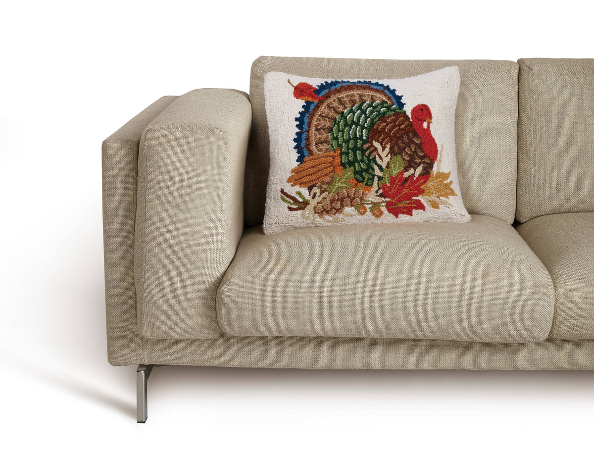 Turkey Wool Hook Pillow | 16" x 20" | Designed by Mary Lake Thompson