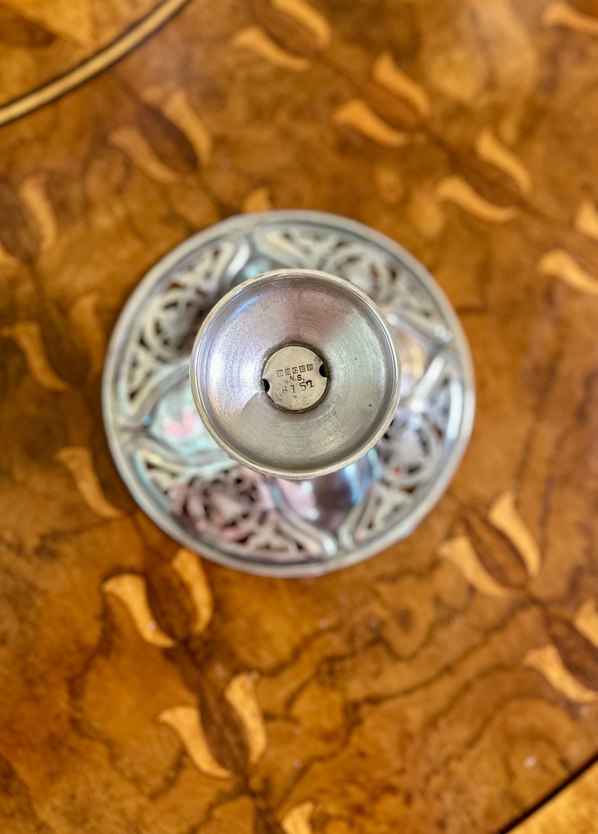 Barbour Silver Co. Art Nouveau Silverplate Pierced Pedestal Bonbon Dish