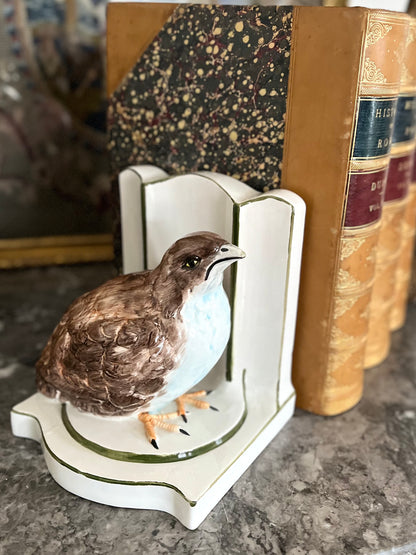 Lovely Older Vintage Nora Fenton Quail Hand Painted Bookend