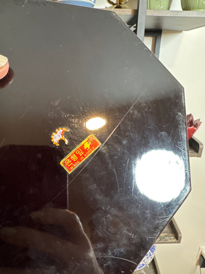 Vintage Korean Mother-of-Pearl Inlaid Octagonal Lacquer Tray