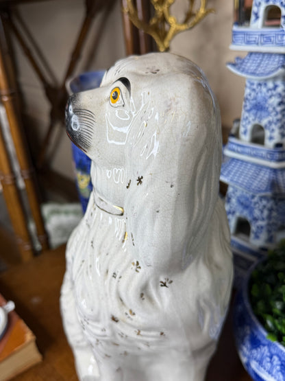 Early 19th Century Staffordshire Spaniel Pair – Overscale Mantel Dogs, 14” & 13.5”