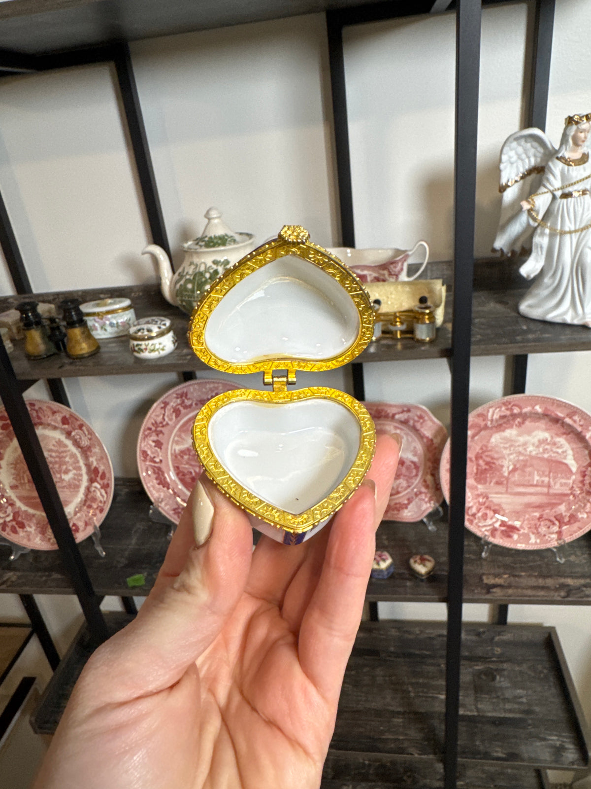 Paris Eiffel Tower Heart-Shaped Porcelain Trinket Box