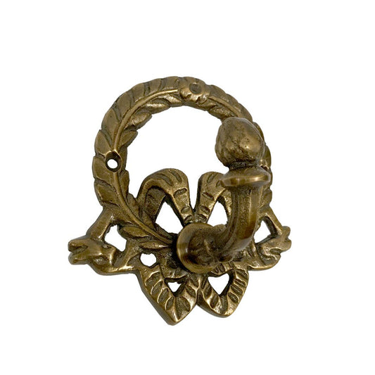 Antique Inspired - Brass Wreath Wall Hook | Decorative Brass Coat, Bag & Key Hook | 3.75”
