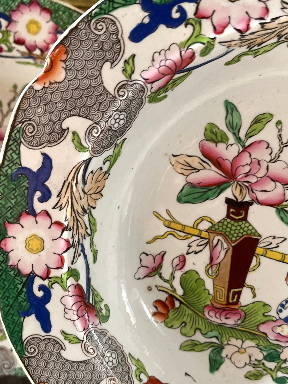 Live 09/20 Antique Mason’s Patent Ironstone China – Set of Four Georgian Plates, Table & Flower Pot Pattern, c.1818