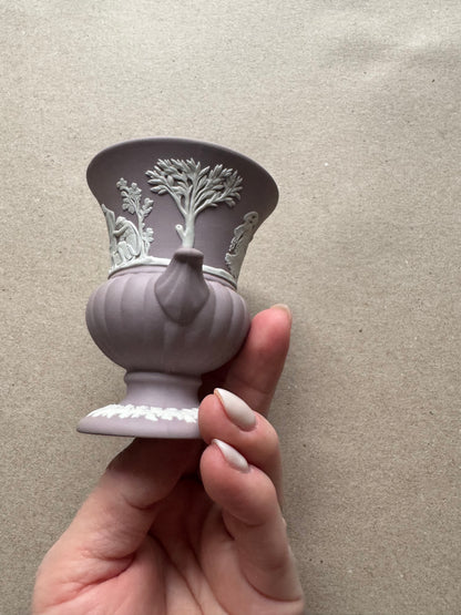 Lilac Wedgewood small vase with handles 3.5 tall 3 diameter