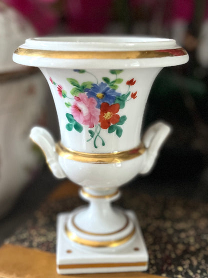Live 06/22 Pair of Old Paris Hand-Painted Portrait Urns | 19th Century 2 Sided Decoration