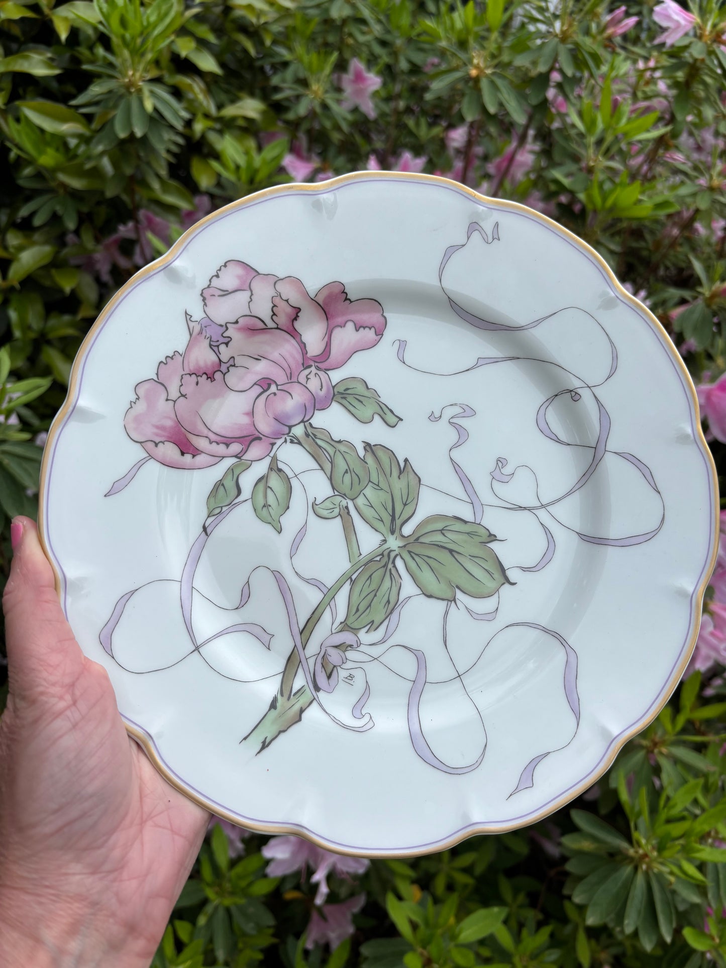 Lovely Haviland Limoges Peony plate with original paperwork!