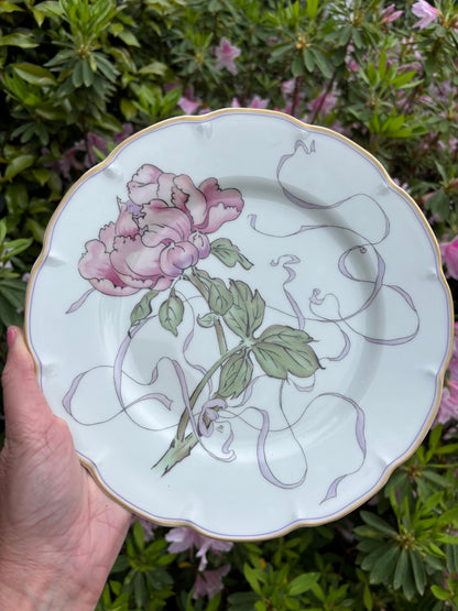 Lovely Haviland Limoges Peony plate with original paperwork!