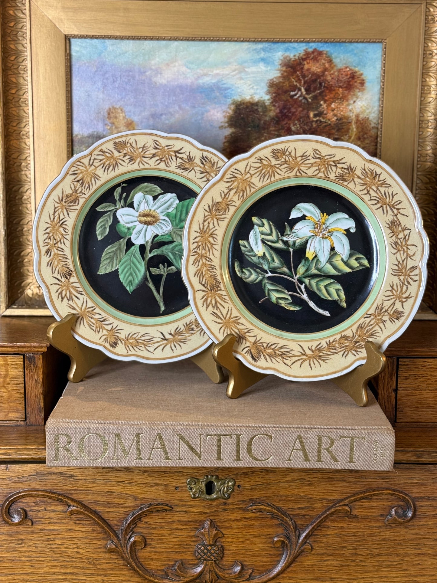 Danny’s Fine Porcelain - Hand-Painted Botanical Porcelain Plate Pair