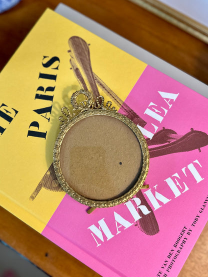 19th Century Napoleon III Gilt Bronze Round Frame, Made in France, 5"