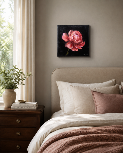 Pink peony original oil painting 12x12”
