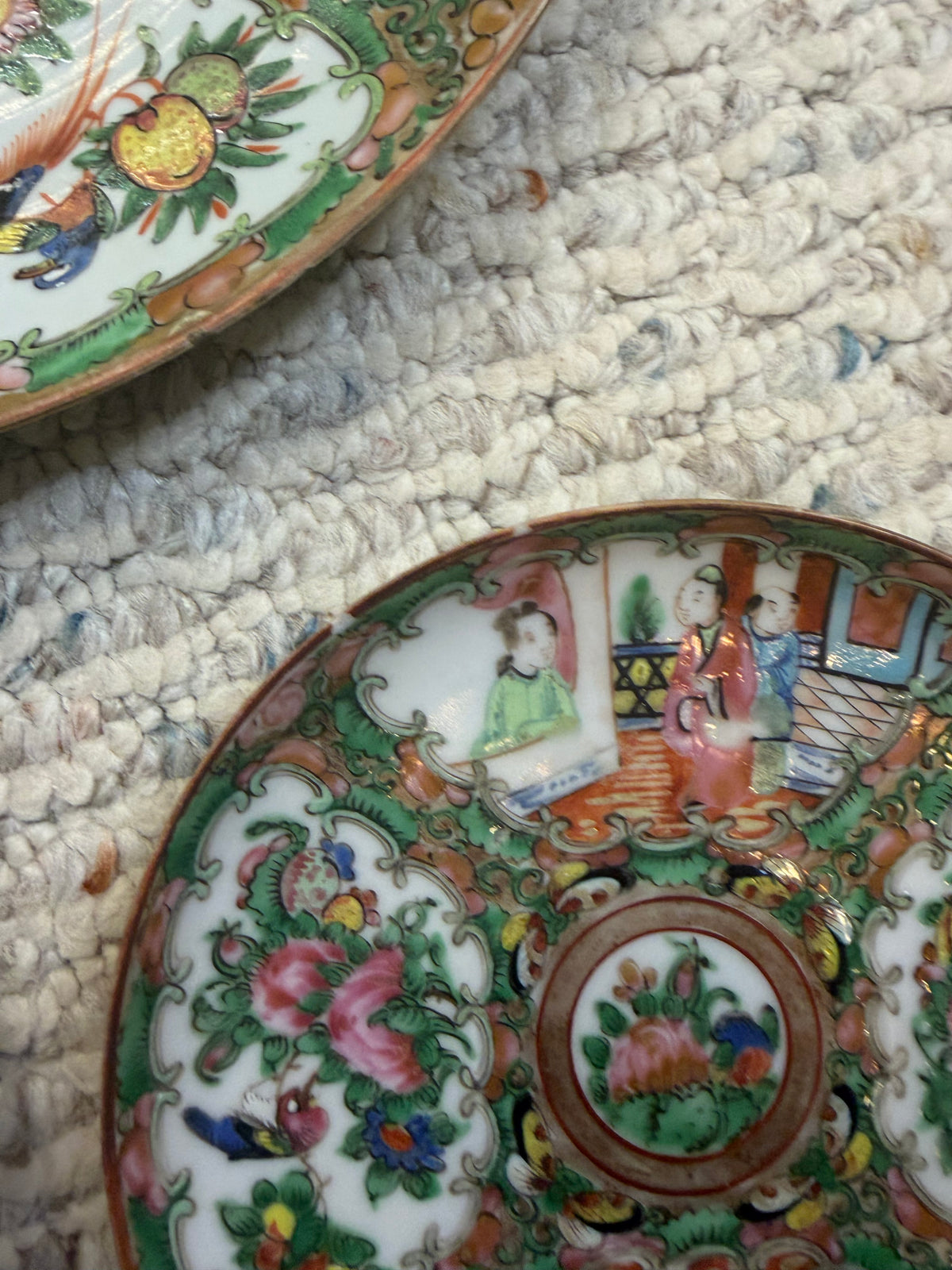 Set of antique Rose Medallion plates! As is!!