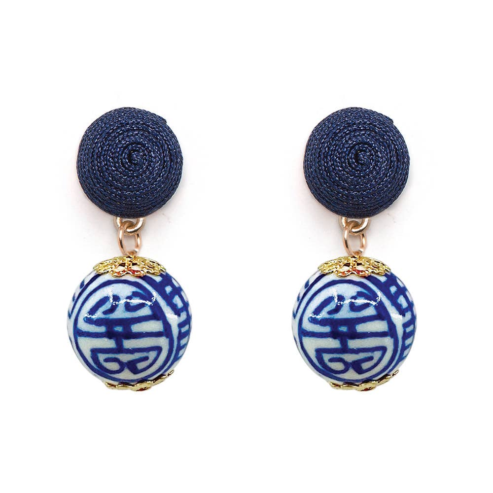Blue & Neon Pink Thread Earrings | Lightweight Statement Dangle
