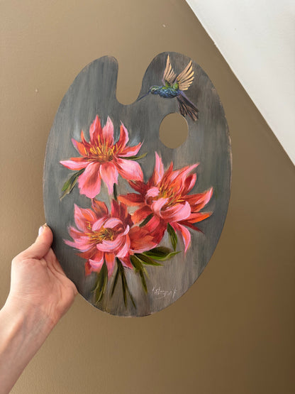 Hummingbird on an artist palette