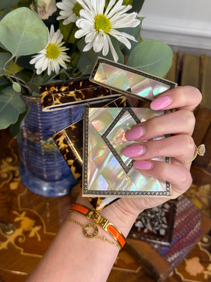 Antique Mother-of-Pearl & Sterling Silver Calling Card Case, c. 1820–1840