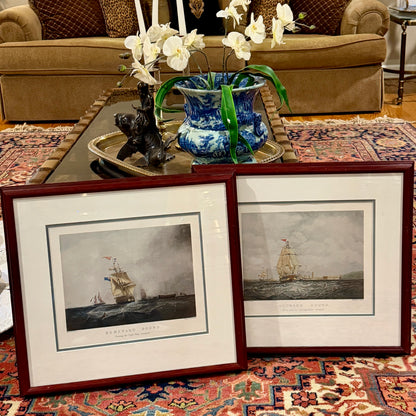Rare Set of 2 custom antique engraving artwork "OUTWARD & HOMEWARD BOUND" by S. Walters