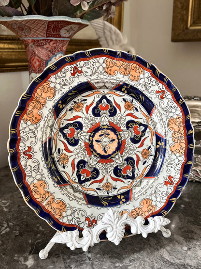 Live 07/28 Vibrant Antique Mason’s Georgian Plate - Unusual Geometric Pattern