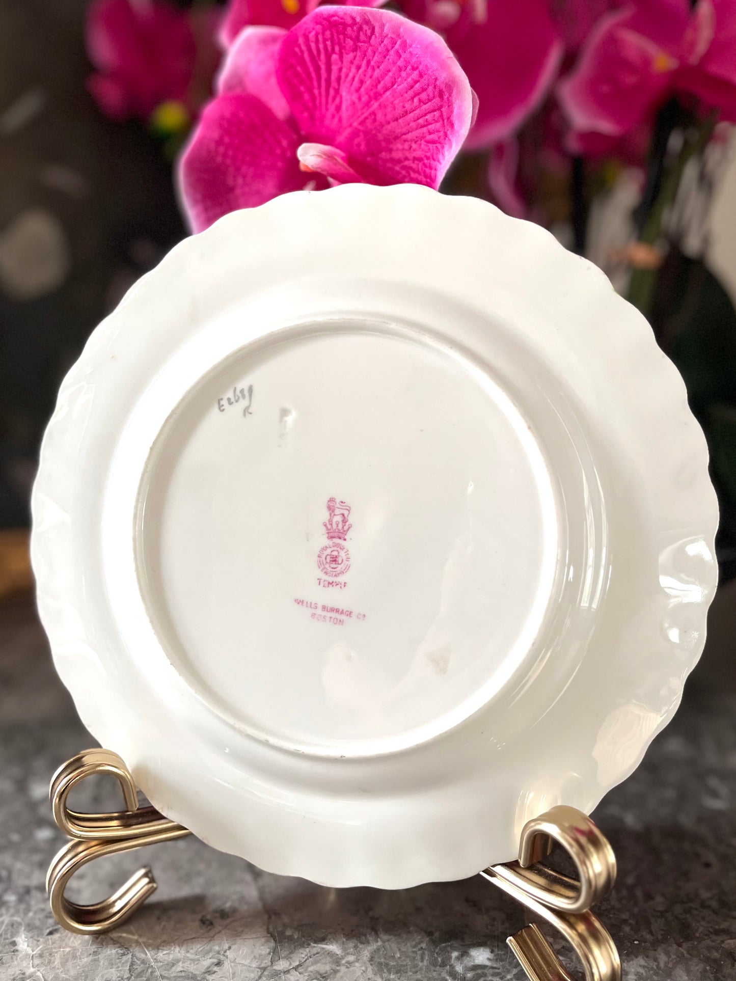 Reserved Live 7/7 Antique Royal Doulton “Temple” Porcelain Cabinet Plate | Wells, Burrage & Co., Boston