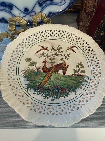 Vintage Wedgewood Pheasant Pierced Pedestal Compote