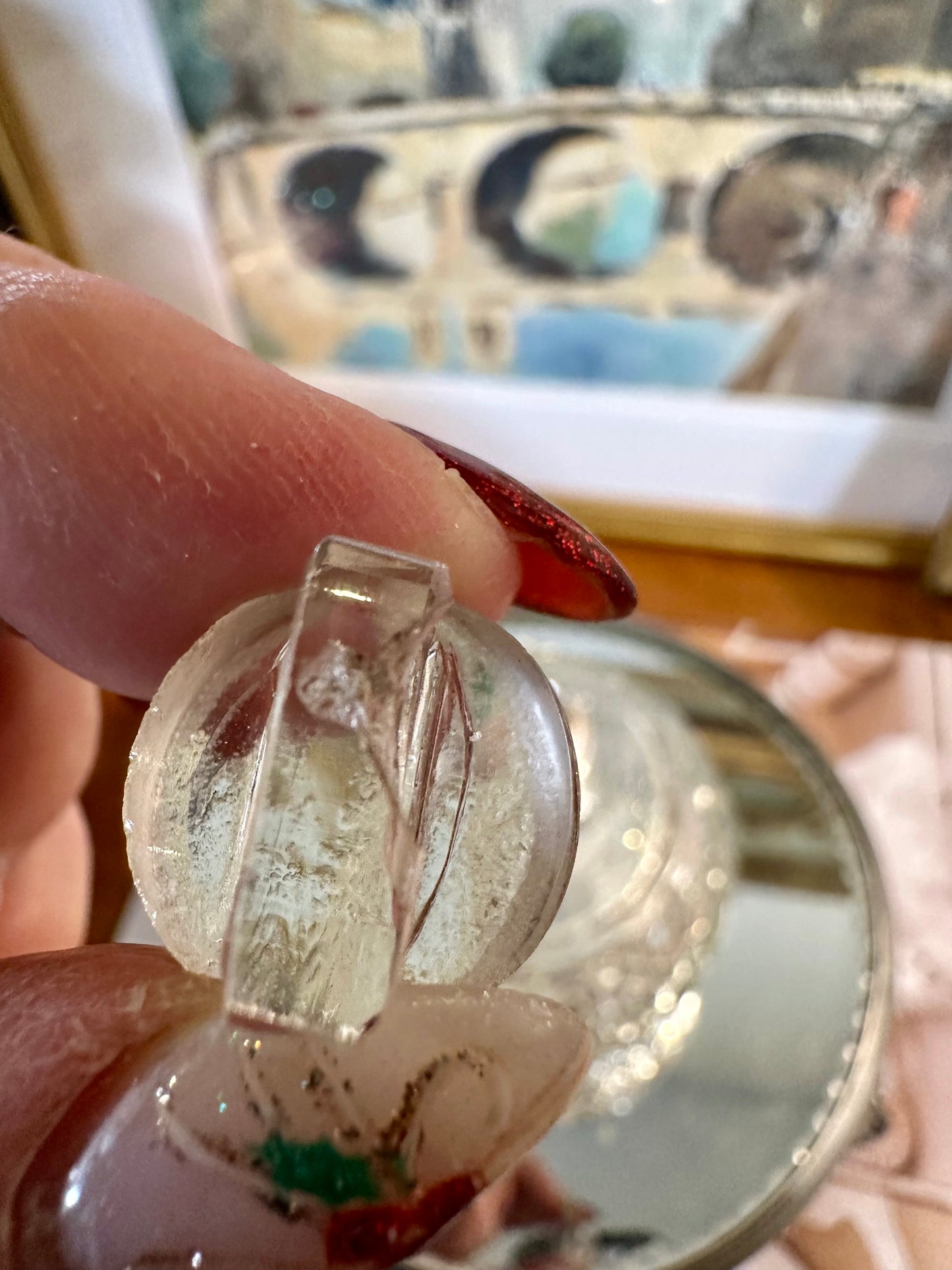 Victorian Art Nouveau Cut Crystal Perfume Bottle with Sterling Silver Repoussé Top Birmingham, England, c. 1901, 5”