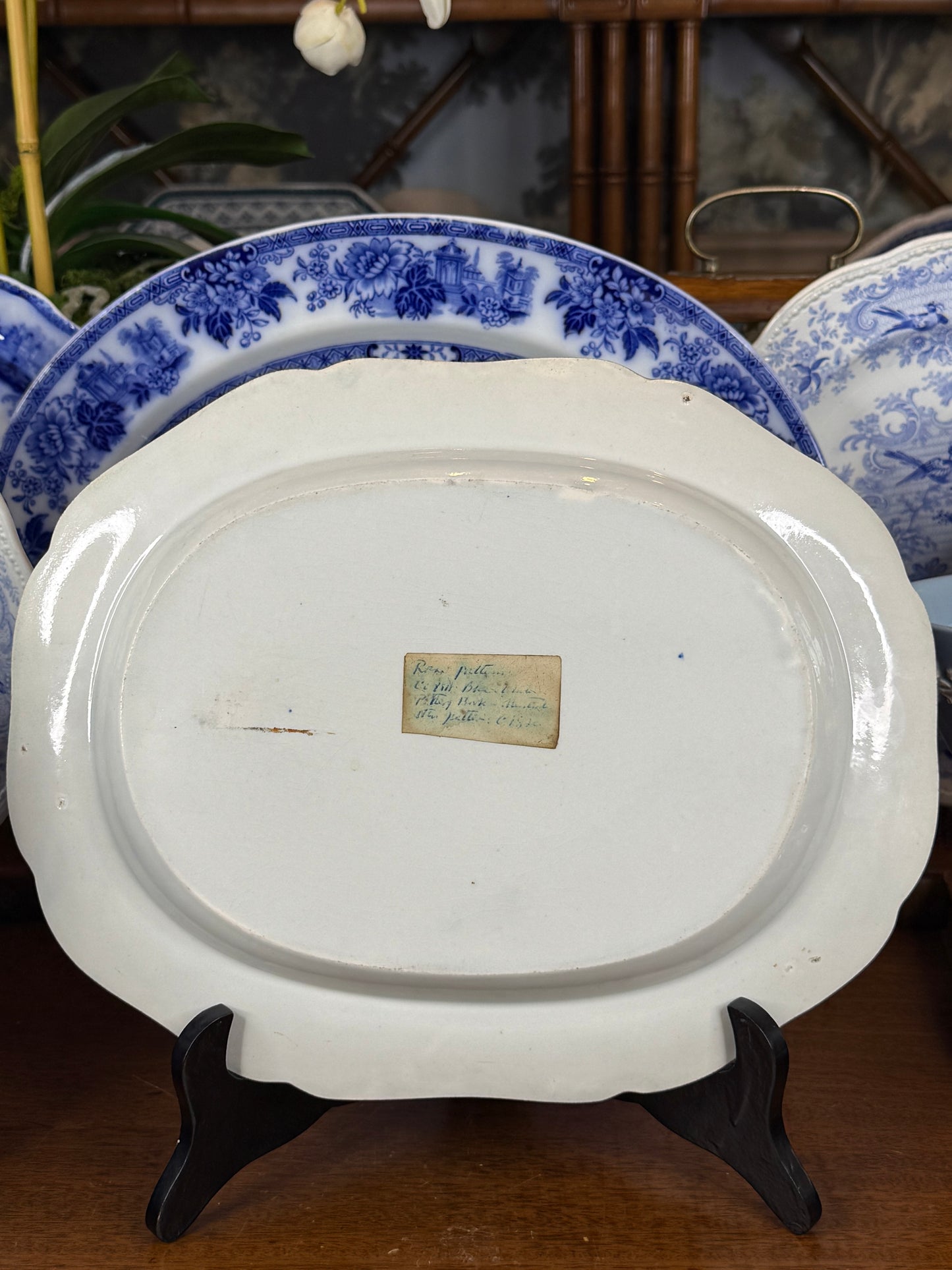 Minton “Camel and Giraffe” Blue & White Transferware Meat Dish / Platter | c.1815 | 13” L × 10” W | #DA4597