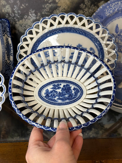 Antique Early 19th Century Pearlware Basket Weave Dish | c. 1800s | DA4391